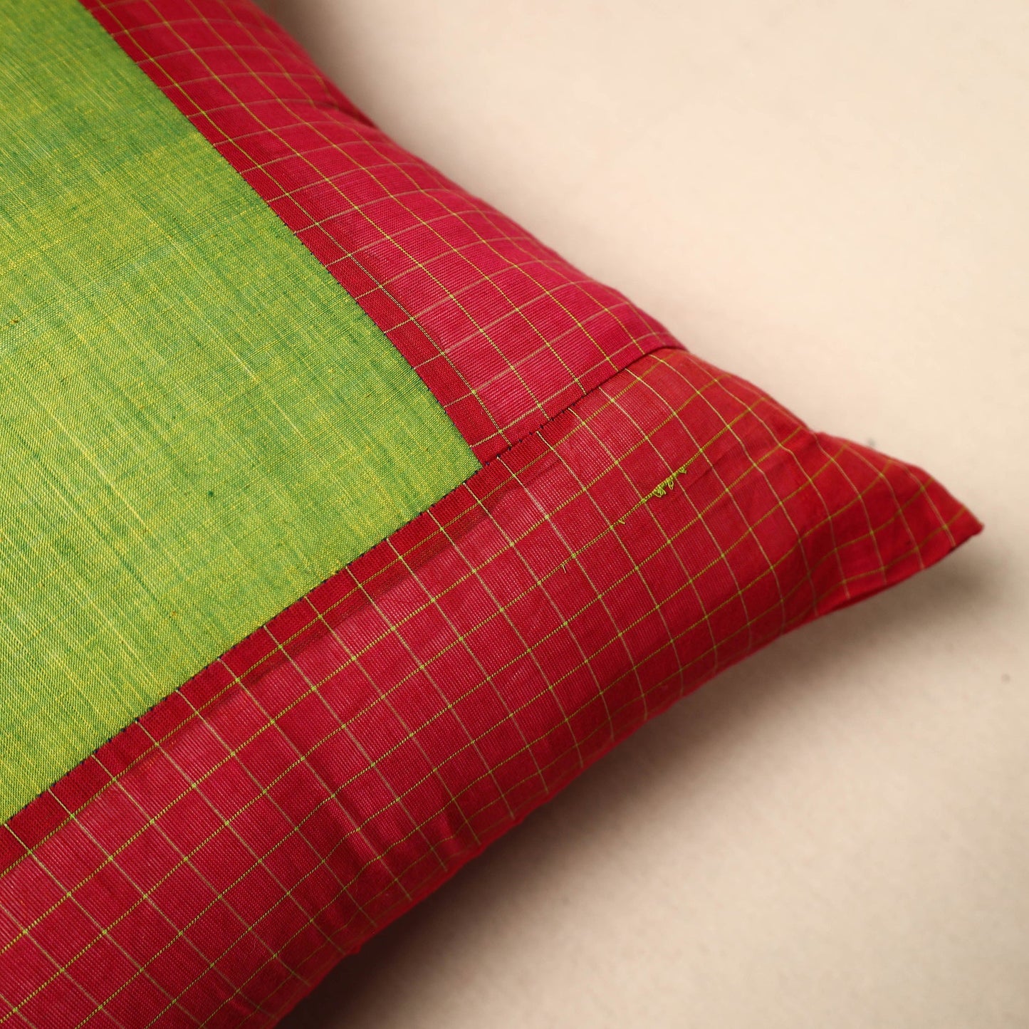 Shop Red Patchwork Kanchipuram Cushion Covers 