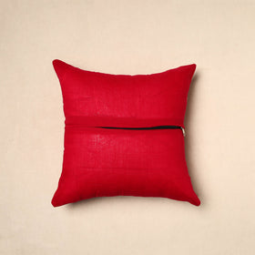 Red - patchwork cotton kanchipuram cushion cover (16 x 16