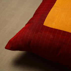 Red - patchwork cotton kanchipuram cushion cover (16 x 16