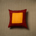 Red - patchwork cotton kanchipuram cushion cover (16 x 16