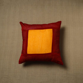 Red - patchwork cotton kanchipuram cushion cover (16 x 16