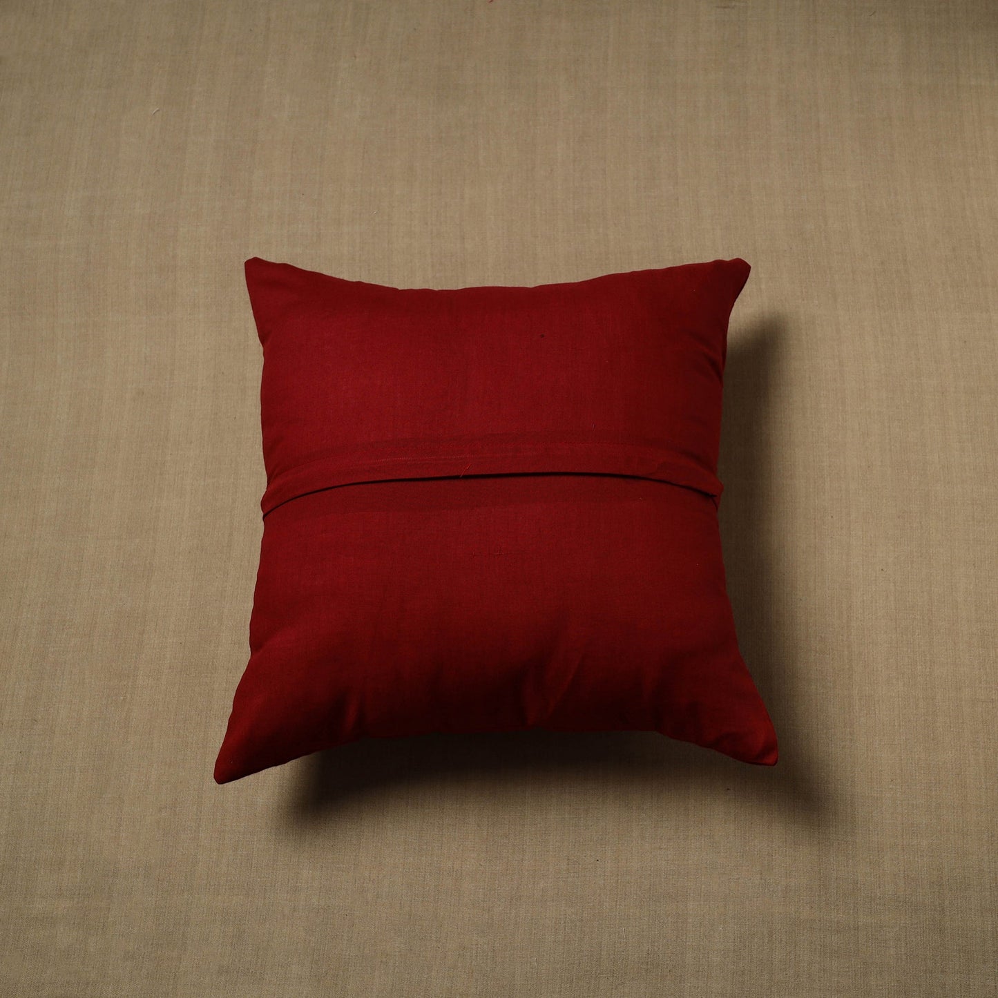 Red - patchwork cotton kanchipuram cushion cover (16 x 16