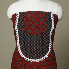 Red - patchwork cotton unstitched kurta material (3.1m) 15