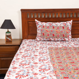 Patchwork hand double sanganeri bedsheet set (108 x 90 in)