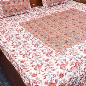 Patchwork hand double sanganeri bedsheet set (108 x 90 in)