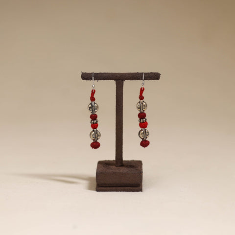 Red - patwa thread beads earrings by kailash 48