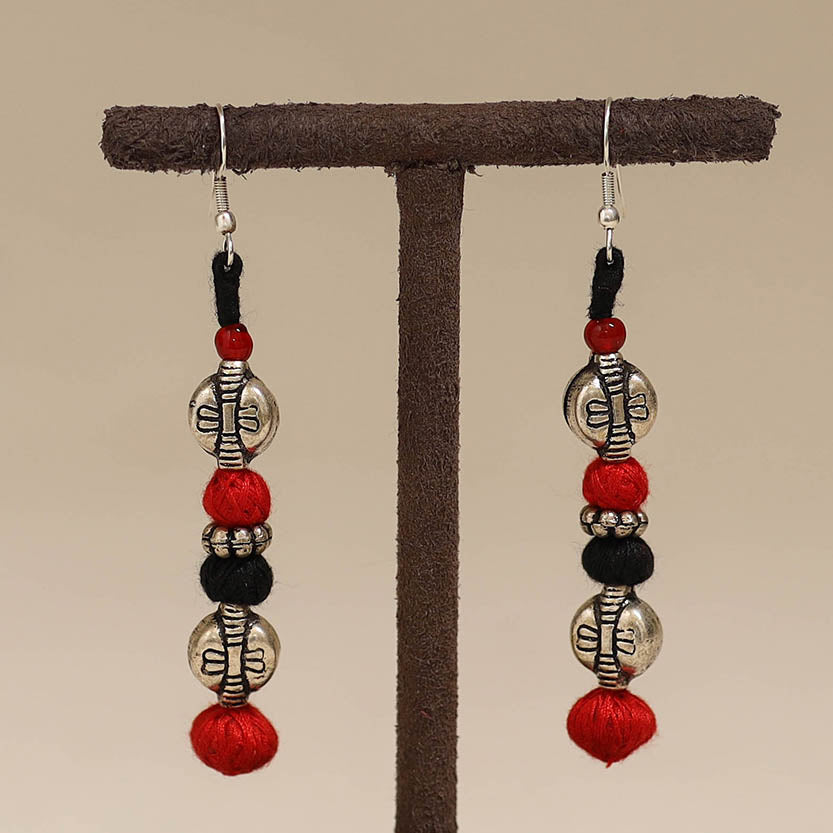 Red - patwa thread beads earrings by kailash 51