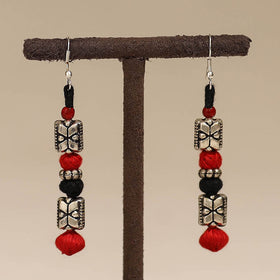 Red - patwa thread beads earrings by kailash 53