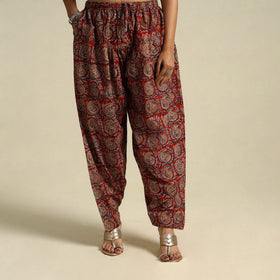  Red Pedana Block Print Cotton Kalamkari Salwar