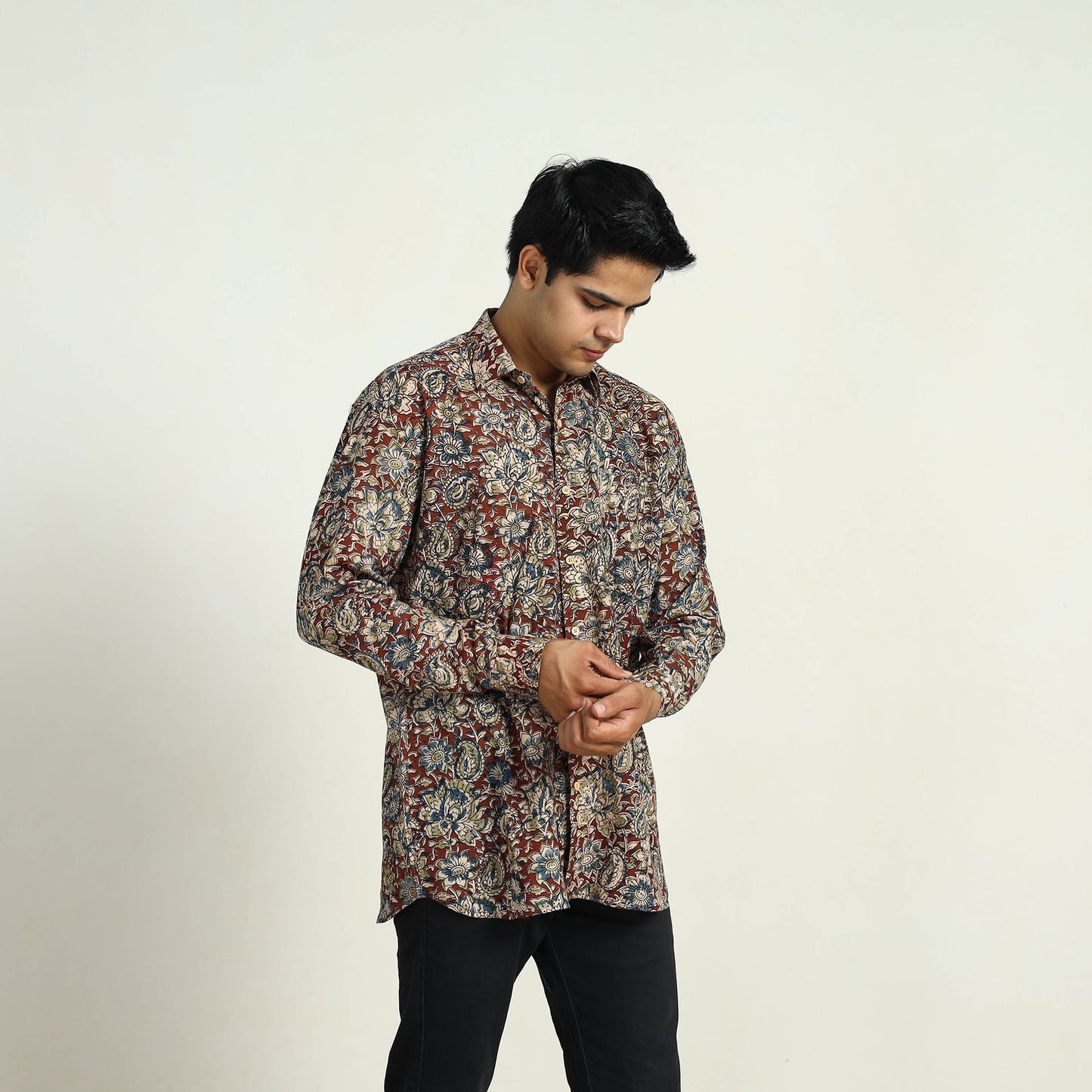 Buy Pedana Block Print Cotton Men Kalamkari Shirt Online