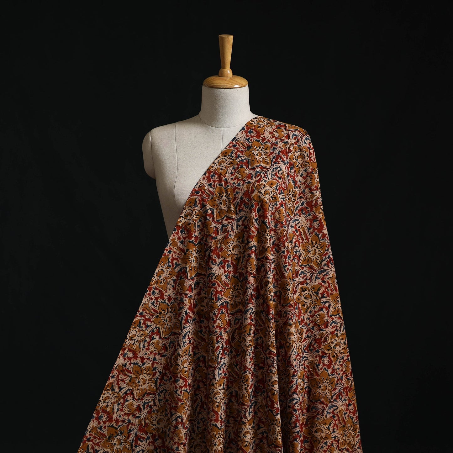 Pedana block print natural dyed cotton kalamkari fabric 01