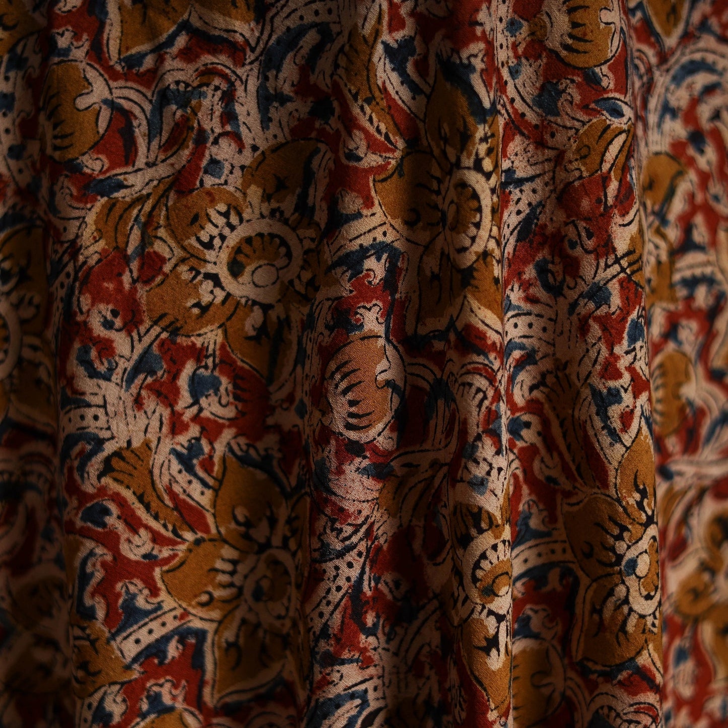 Pedana block print natural dyed cotton kalamkari fabric 01