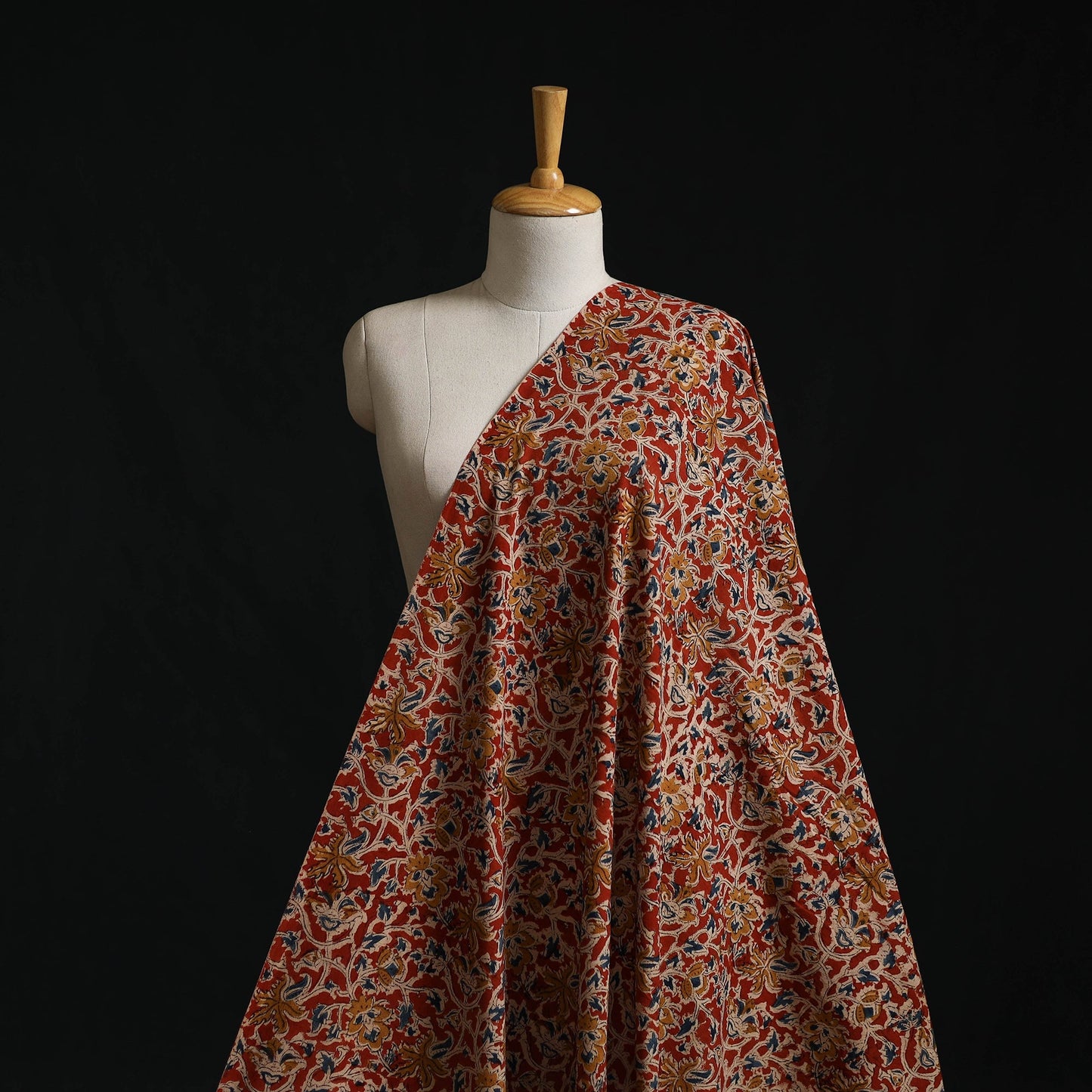 Pedana block print natural dyed cotton kalamkari fabric 07