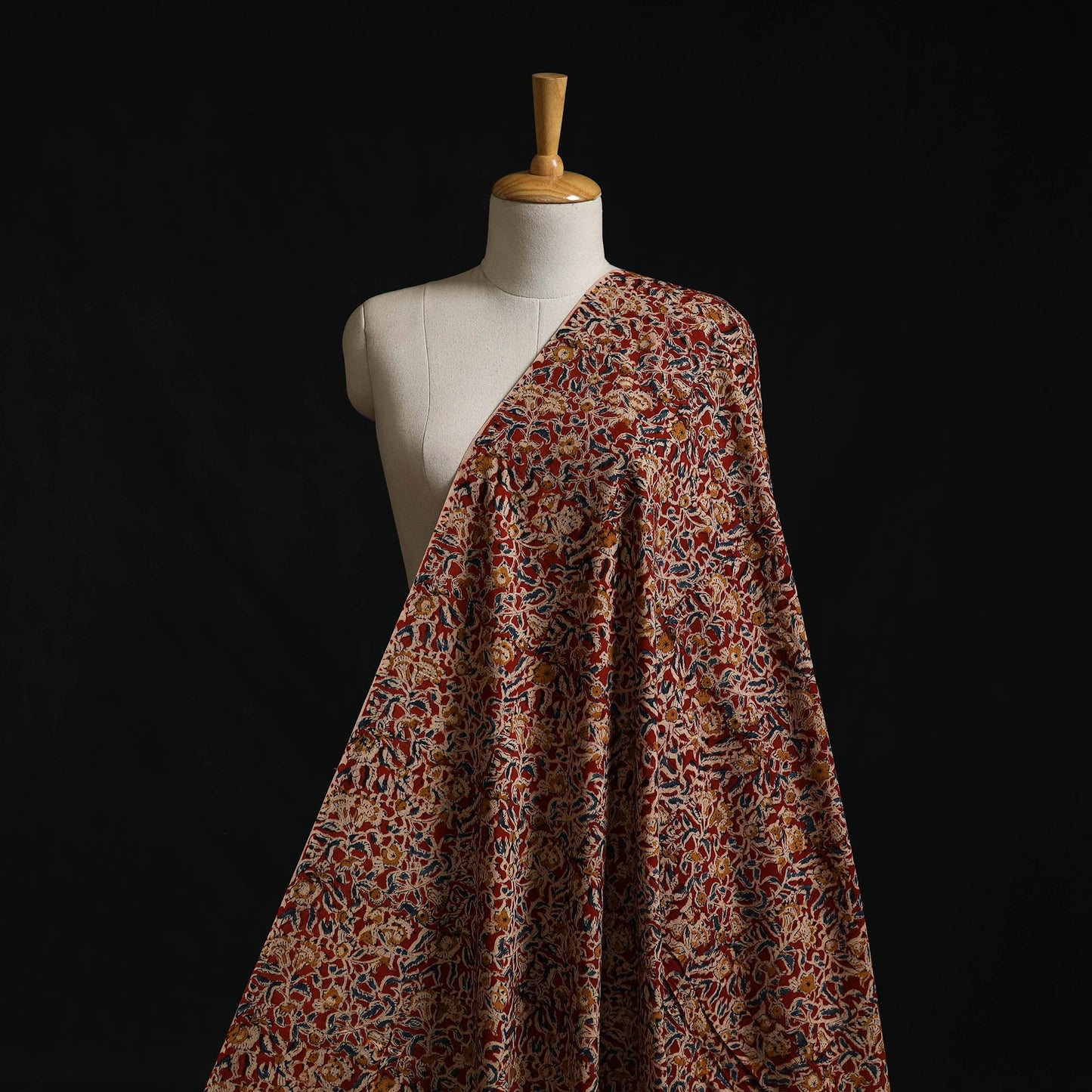 Pedana block print natural dyed cotton kalamkari fabric 08