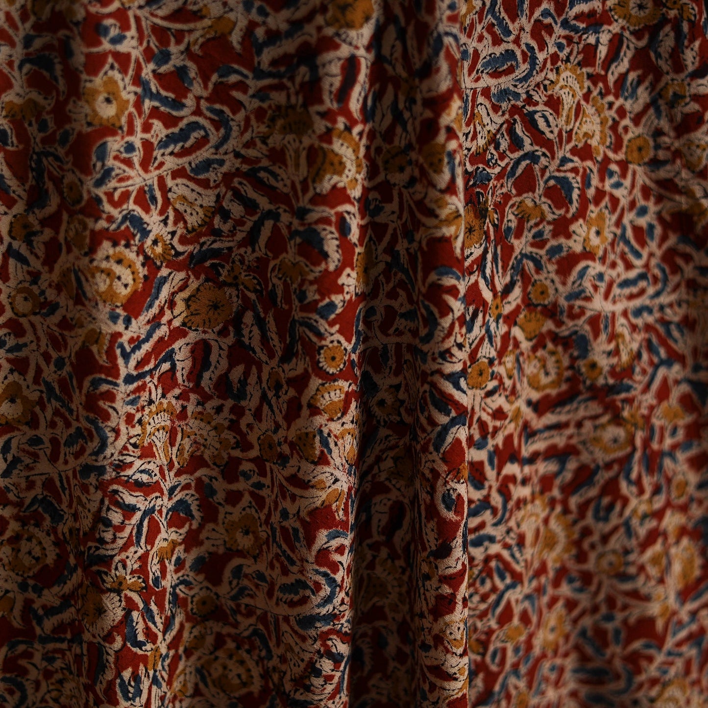 Pedana block print natural dyed cotton kalamkari fabric 08