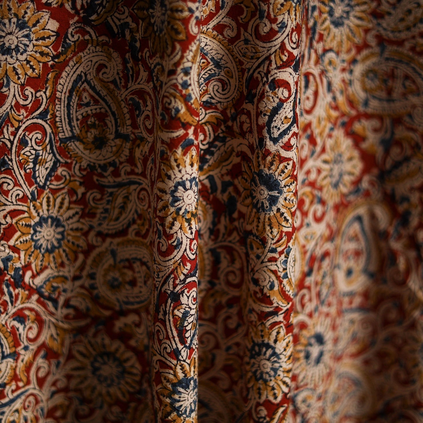 Pedana block print natural dyed cotton kalamkari fabric 20