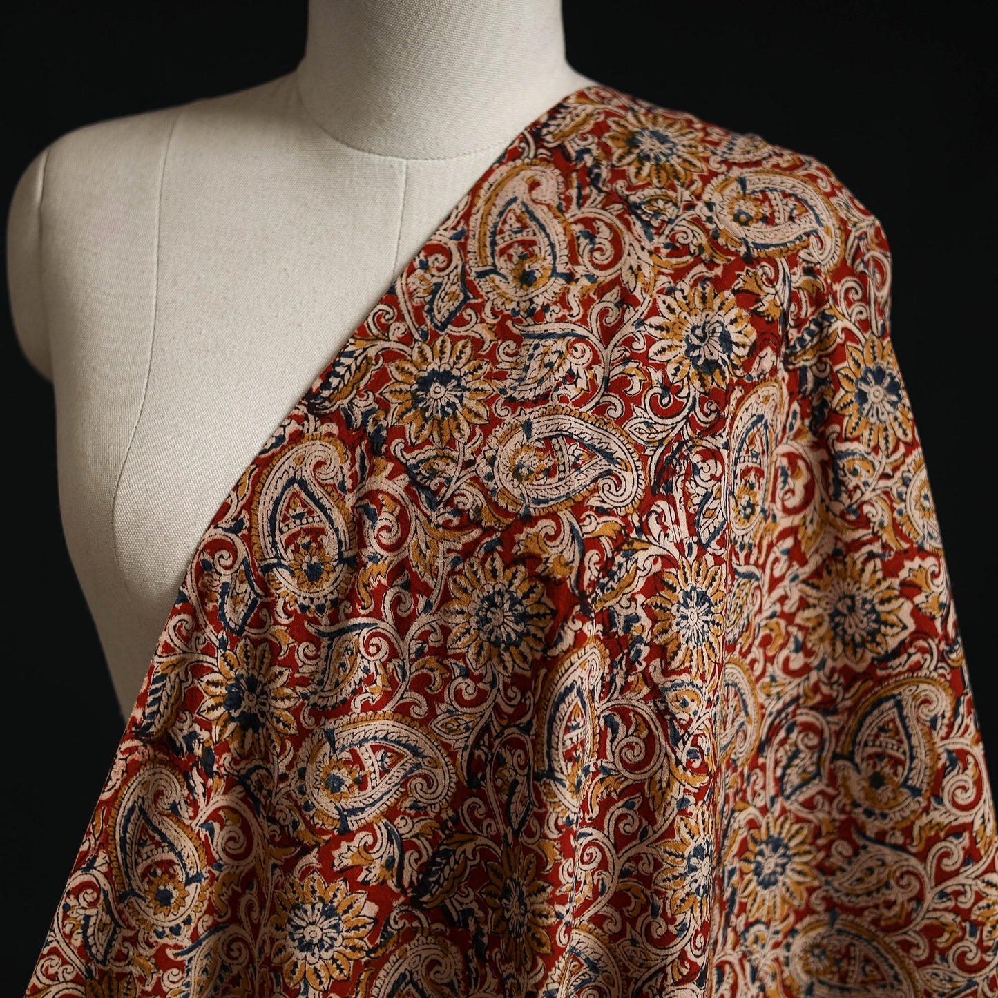 Pedana block print natural dyed cotton kalamkari fabric 20