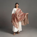 Buy Red Pedana Block Print Chanderi Silk Kalamkari Dupatta