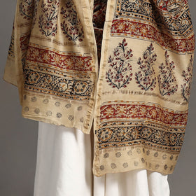 Red Pedana Block Print Chanderi Silk Kalamkari Dupatta