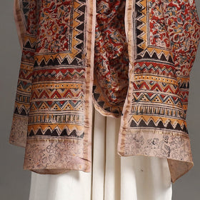 Buy Pedana Block Print Chanderi Silk Red Kalamkari Dupatta