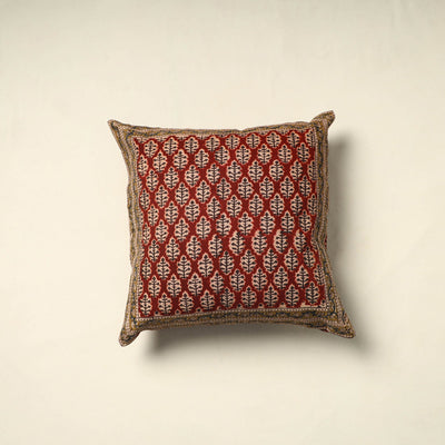 Red - pedana cotton kalamkari cushion cover 02 - handcrafted