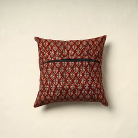 Red - pedana cotton kalamkari cushion cover 02 - handcrafted