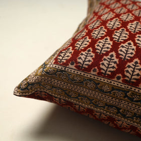 Red - pedana cotton kalamkari cushion cover 02 - handcrafted