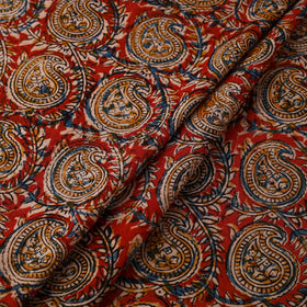  Red Pedana Block Print Cotton Kalamkari Fabric