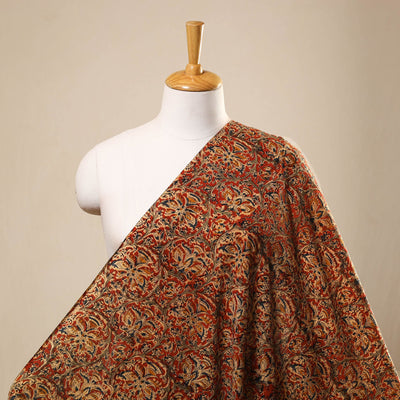  Red Pedana Block Print Cotton Kalamkari Fabric