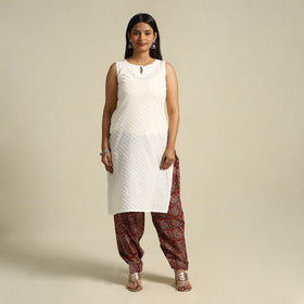  Red Pedana Block Print Cotton Kalamkari Salwar