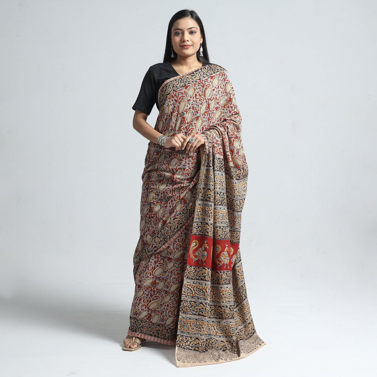 Designer Kalamkari Saree – Block Print & Pure Cotton
