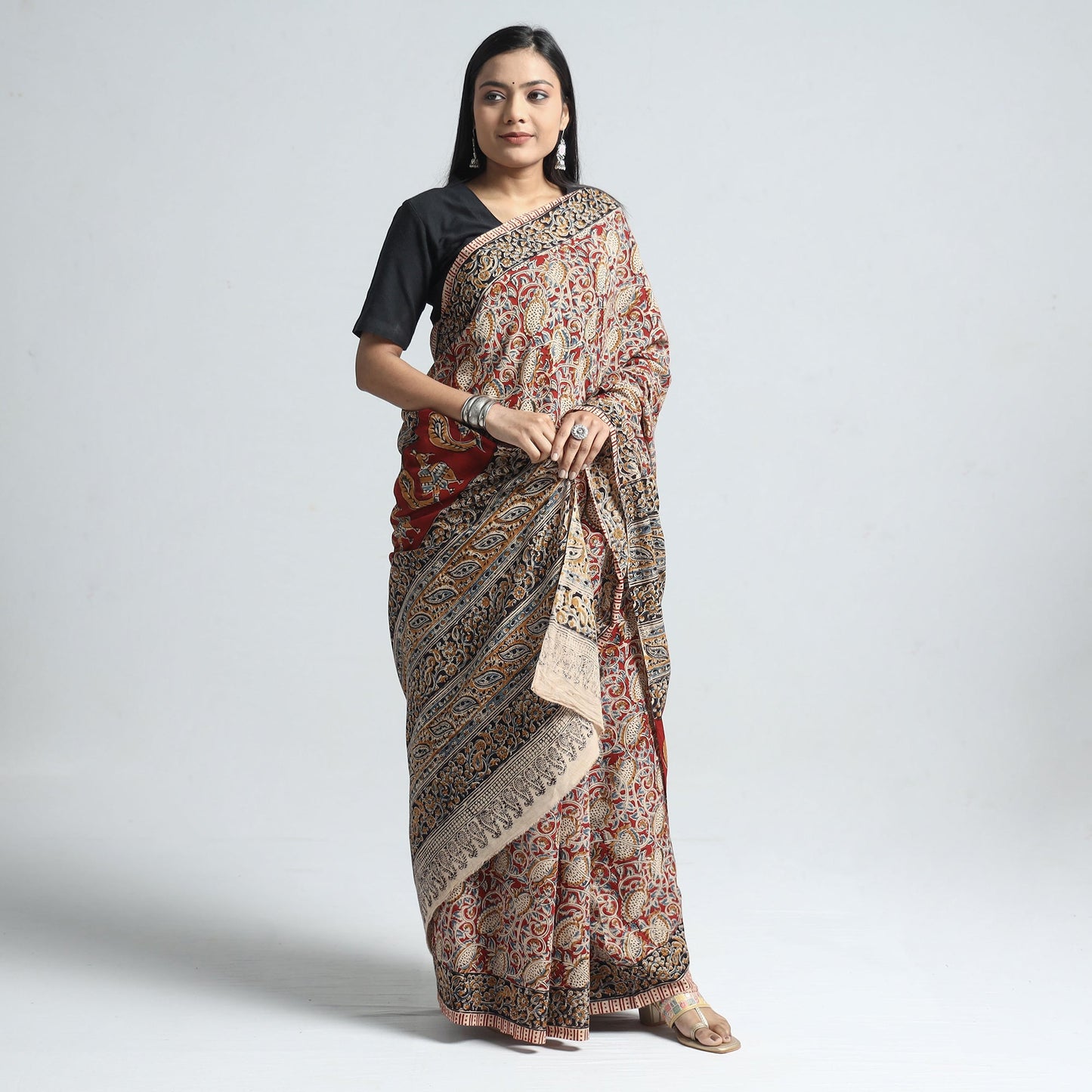 Designer Kalamkari Saree – Block Print & Pure Cotton