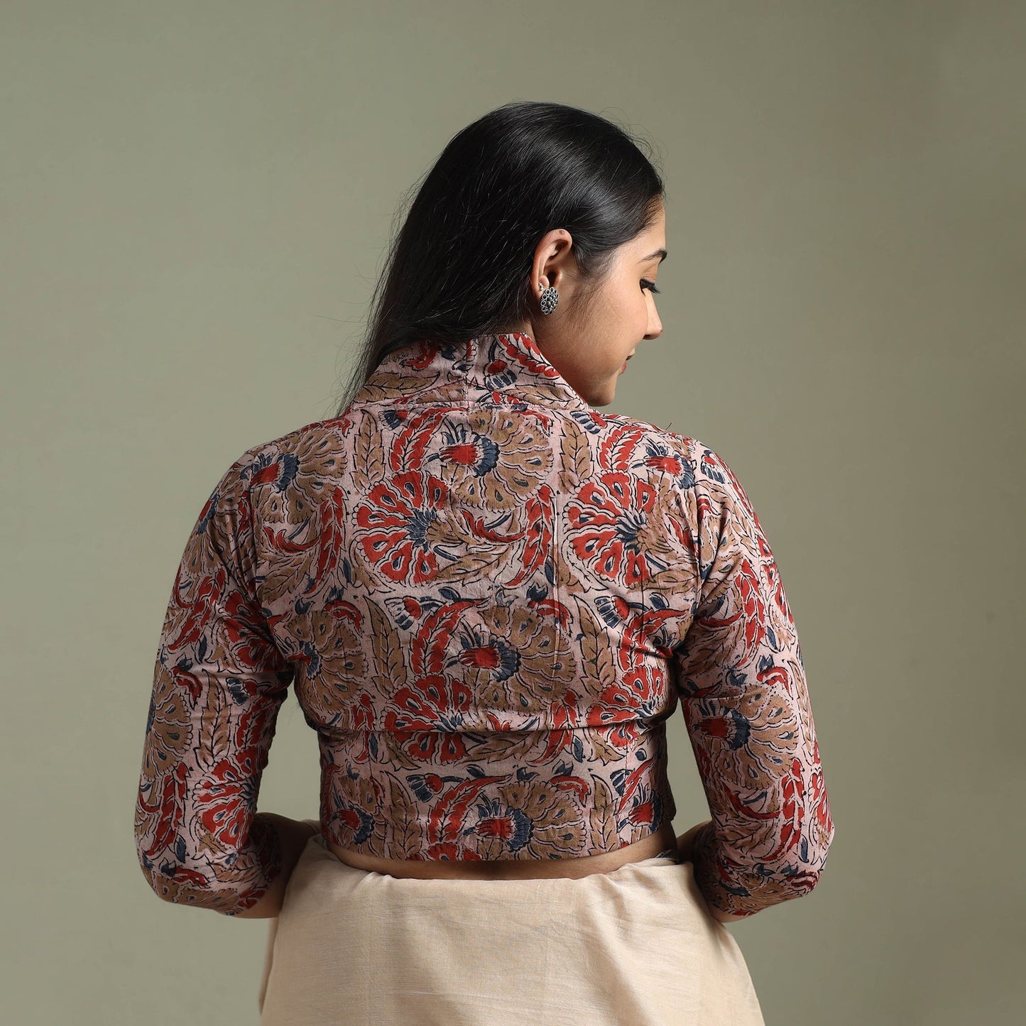 Red - pedana hand block print cotton natural dyed kalamkari