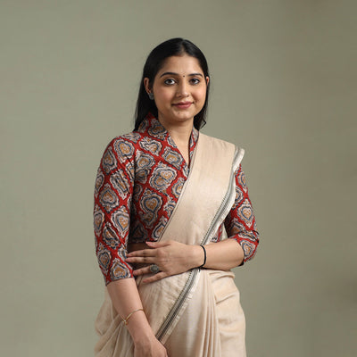 Red - pedana hand block print cotton natural dyed kalamkari