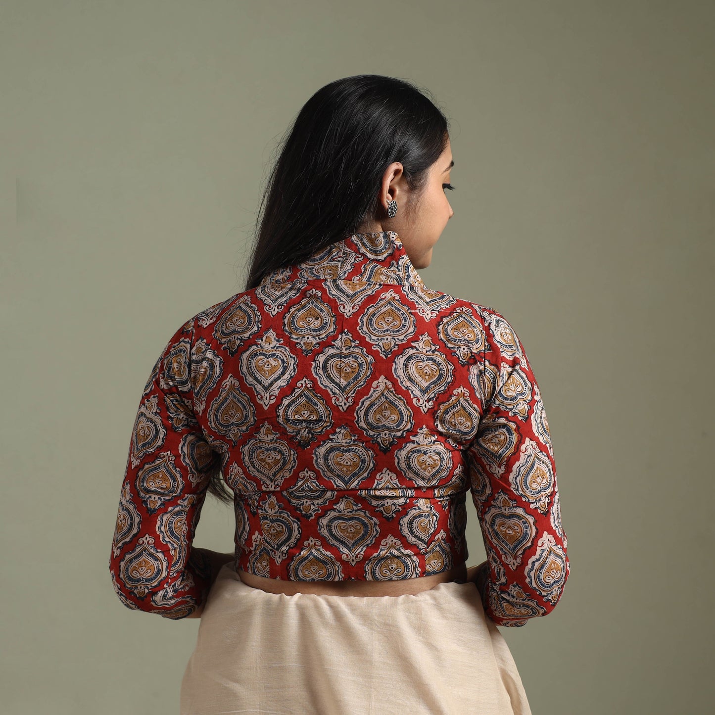 Red - pedana hand block print cotton natural dyed kalamkari