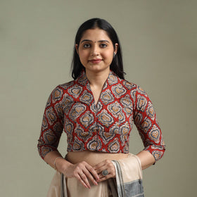 Red - pedana hand block print cotton natural dyed kalamkari