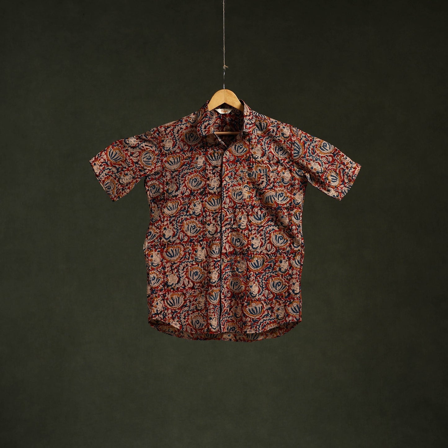 Pedana hand block print natural dyed cotton half sleeve men