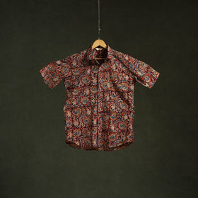 Pedana hand block print natural dyed cotton half sleeve men