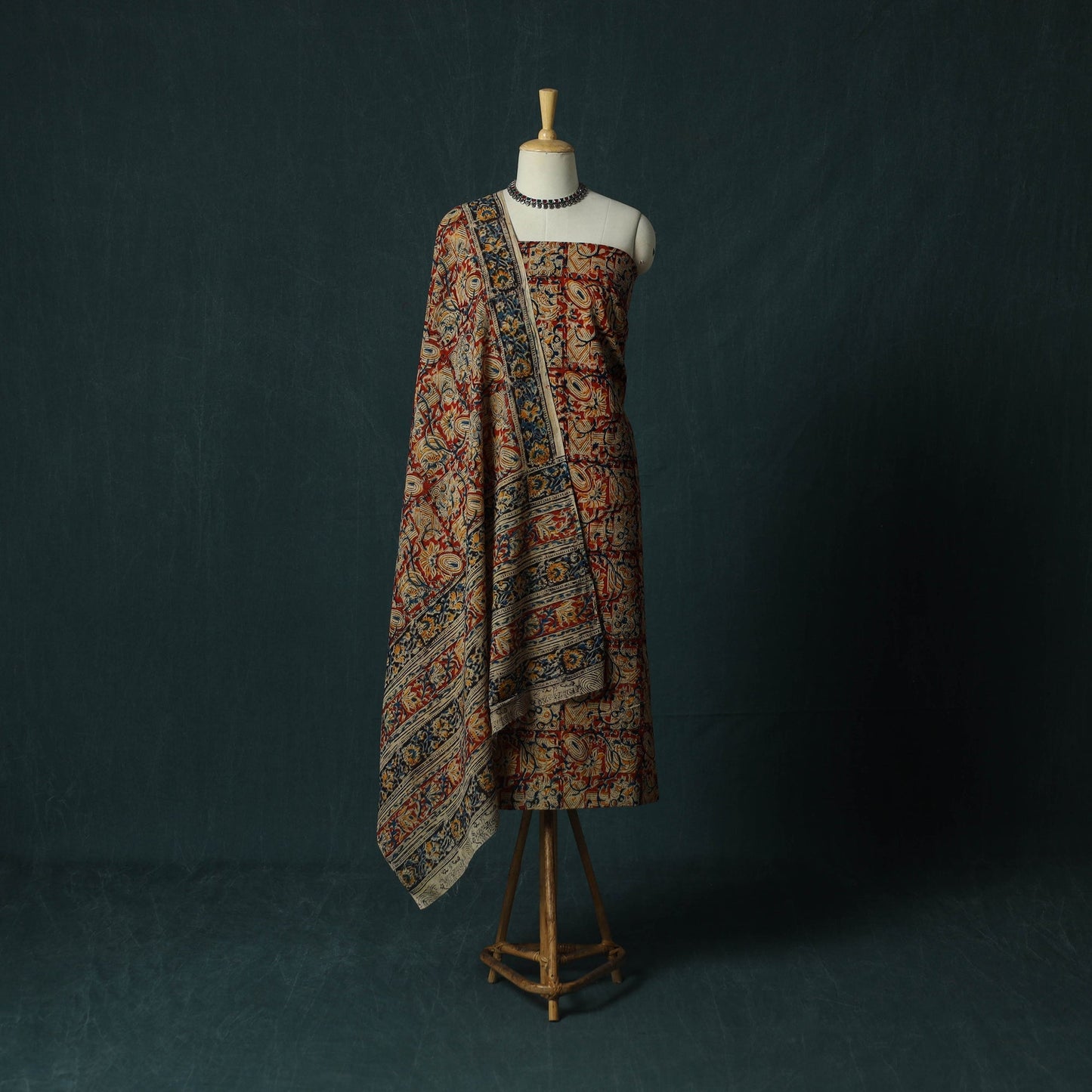 Pedana hand block print natural dyed cotton kalamkari 2pc