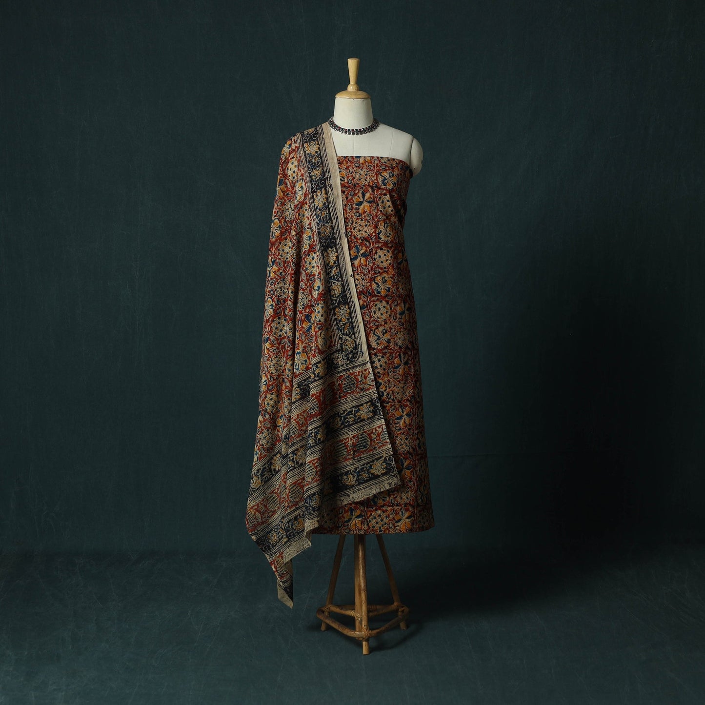 Pedana hand block print natural dyed cotton kalamkari 2pc