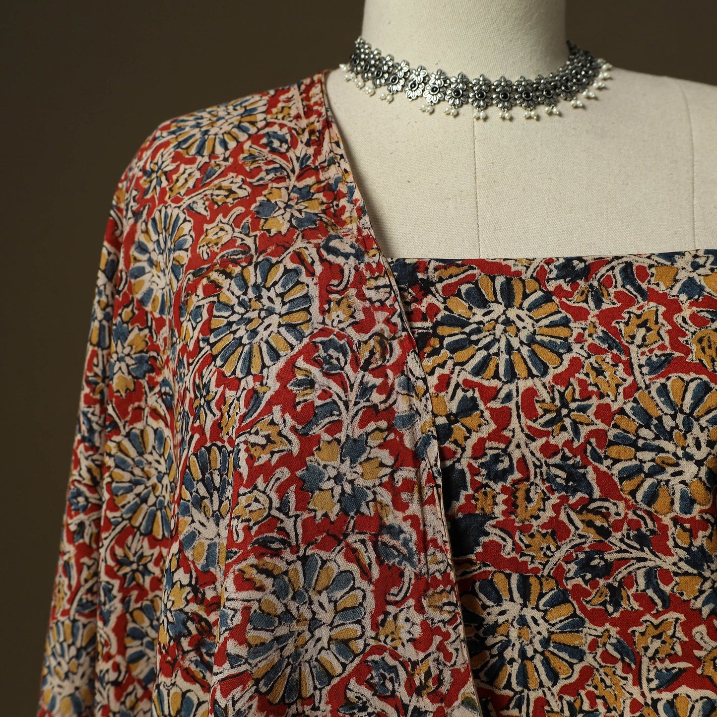 Pedana hand block print natural dyed cotton kalamkari 2pc