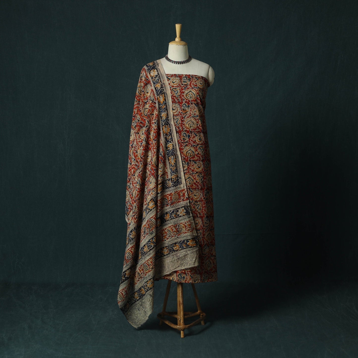 Pedana hand block print natural dyed cotton kalamkari 2pc