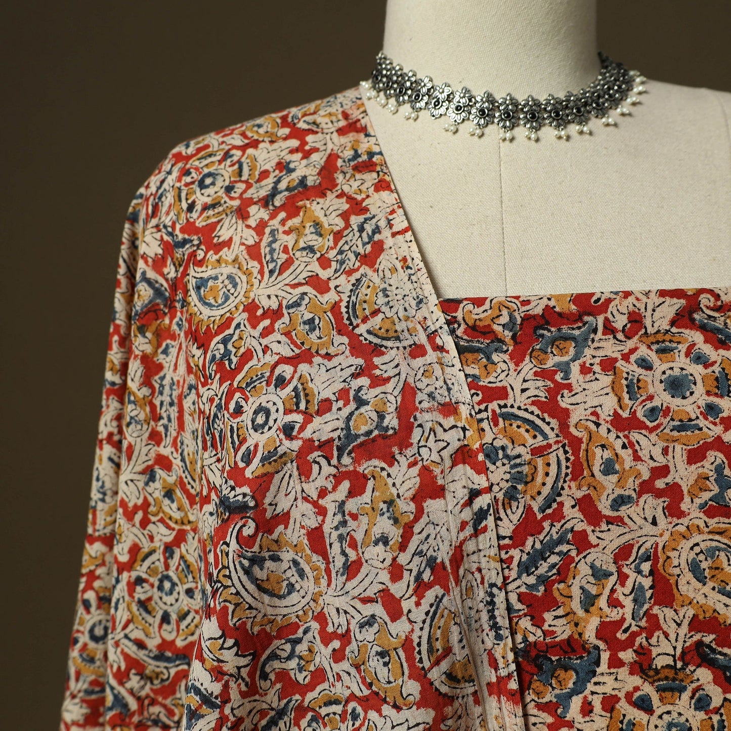 Pedana hand block print natural dyed cotton kalamkari 2pc