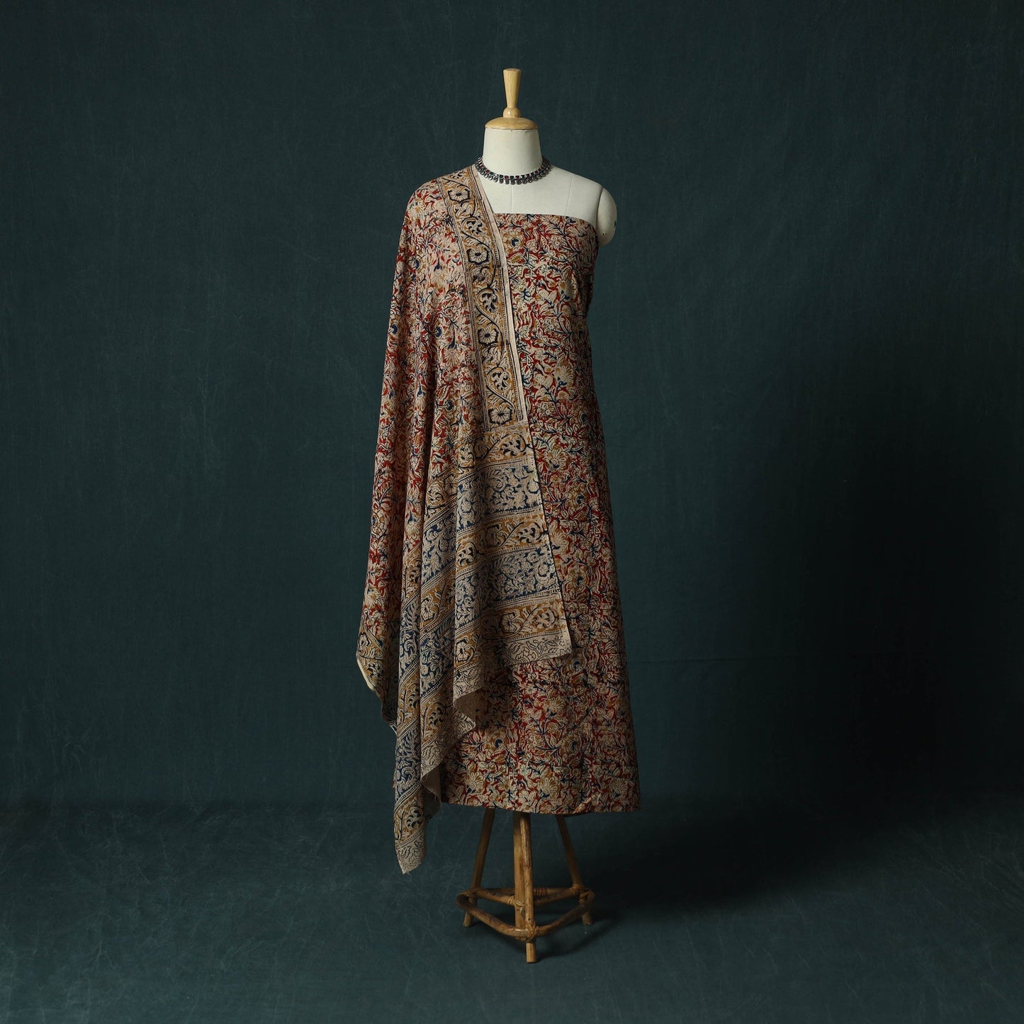 Pedana hand block print natural dyed cotton kalamkari 2pc