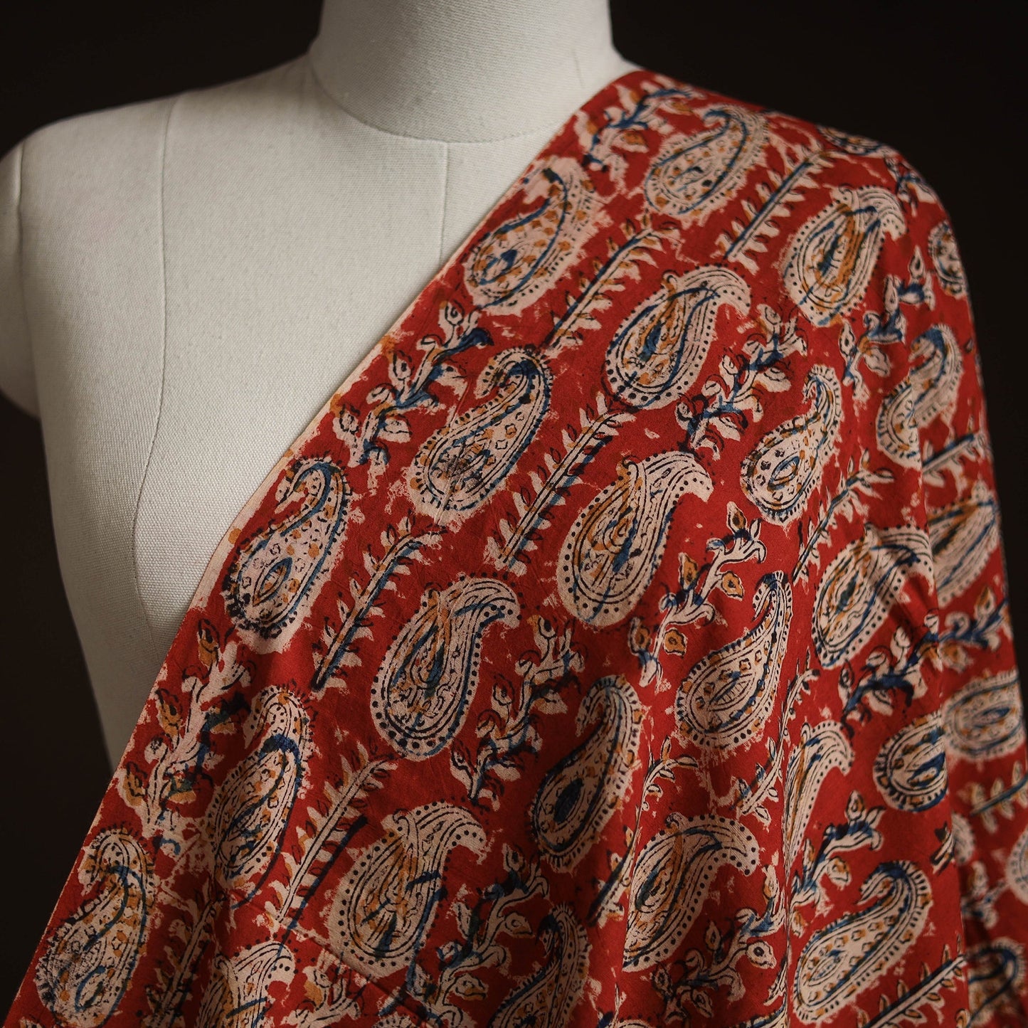 Pedana hand block print natural dyed cotton kalamkari