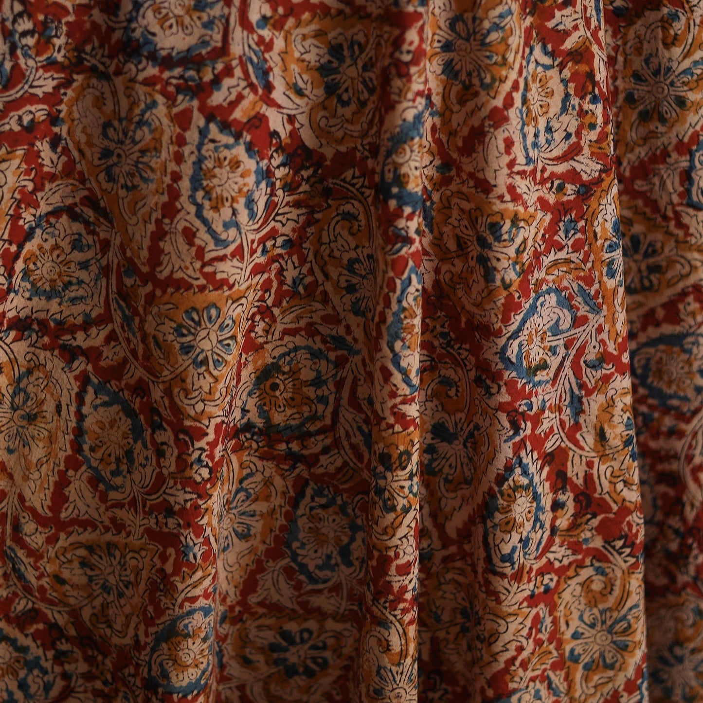 Pedana hand block print natural dyed cotton kalamkari