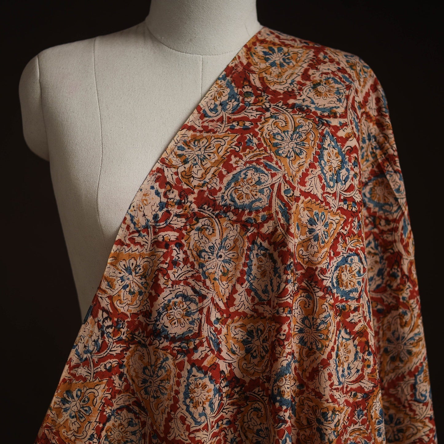 Pedana hand block print natural dyed cotton kalamkari