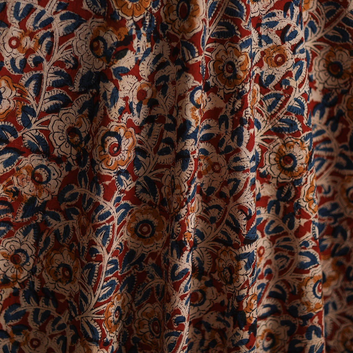 Pedana hand block print natural dyed cotton kalamkari