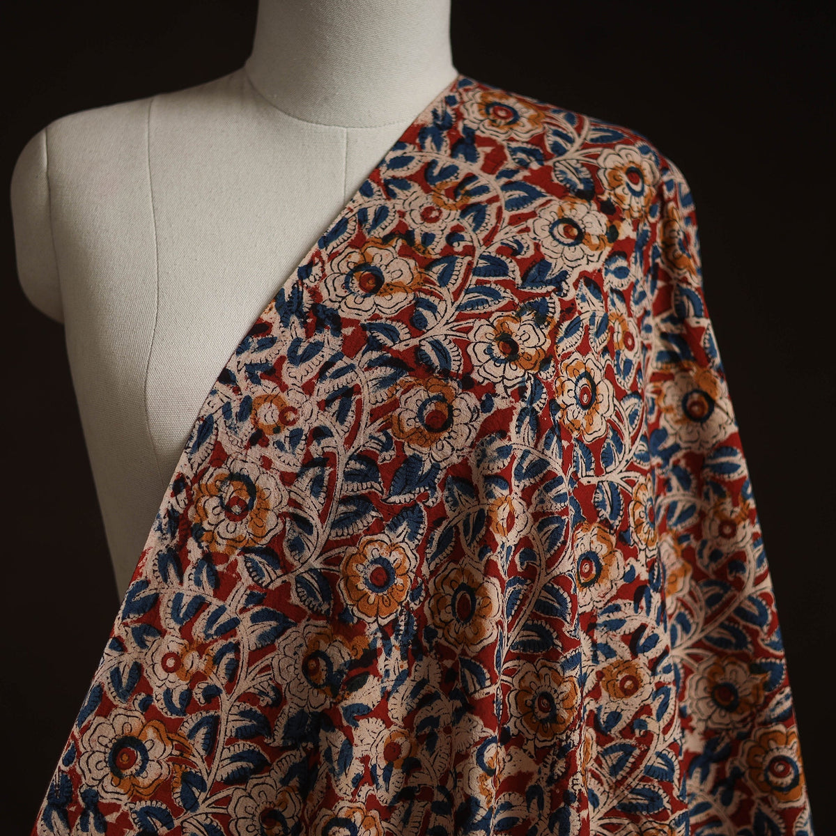 Pedana hand block print natural dyed cotton kalamkari