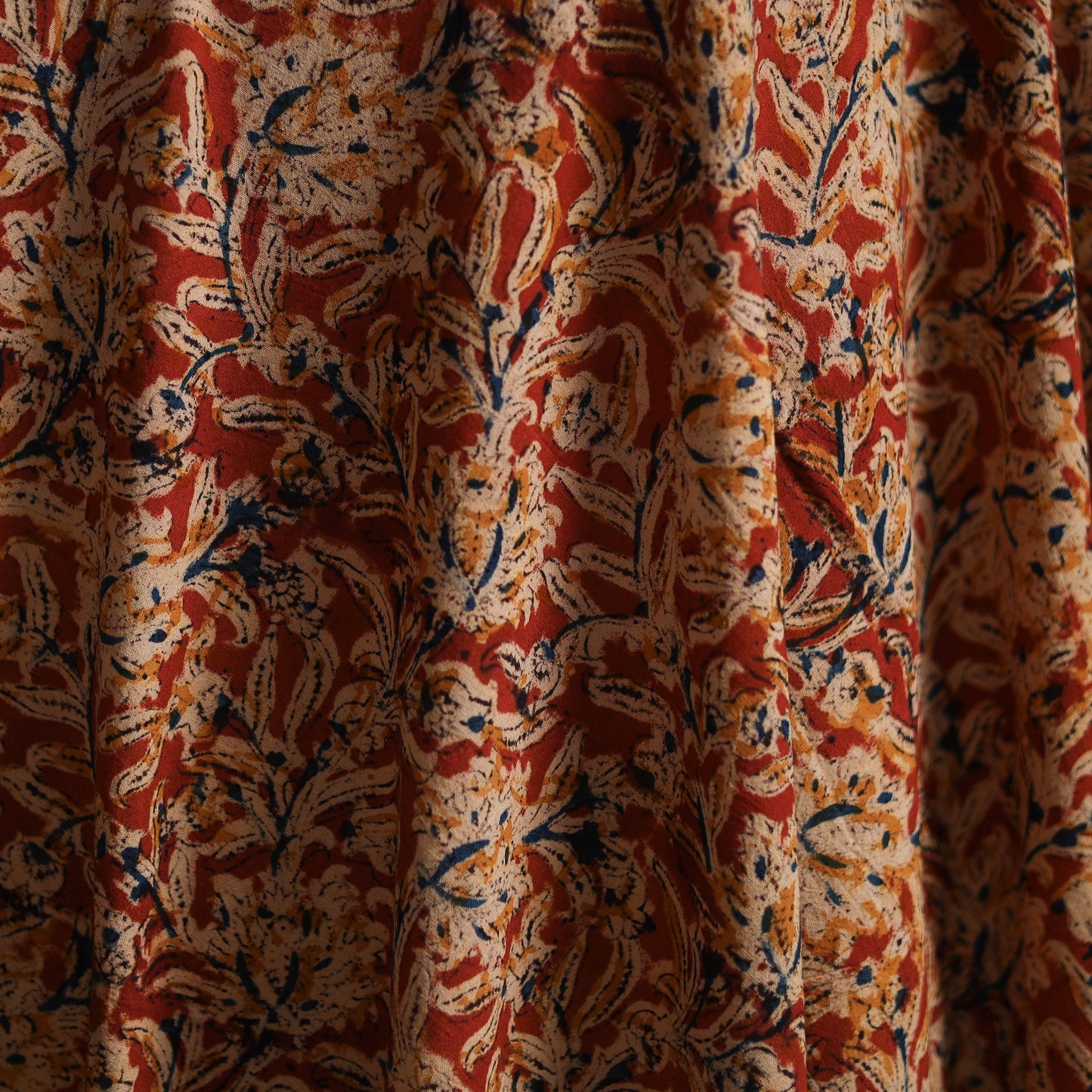 Pedana hand block print natural dyed cotton kalamkari